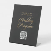 Signe De Table Programme de mariage classique à code QR noir et o (Recto)