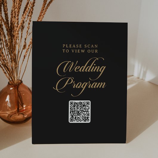 Signe De Table Programme de mariage classique à code QR noir et o