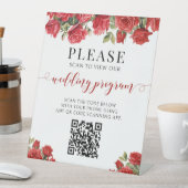 Signe De Table Programme de mariage Code QR Fleurs Rose Rouge (In SItu)