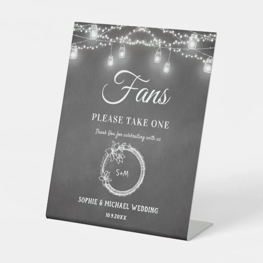Signe De Table Programme de mariage des fans noirs rustique (Recto)
