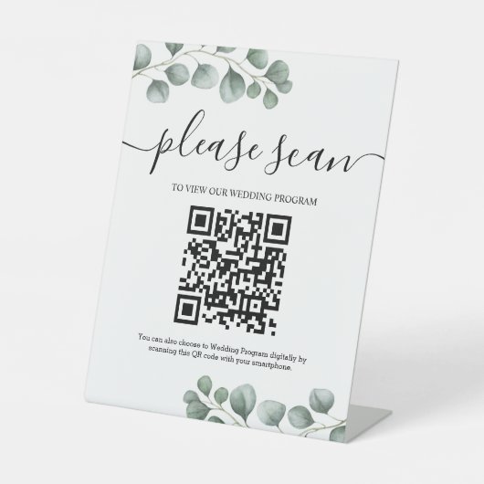 Signe De Table Programme de mariage Feuille Eucalyptus vertes Cod (Recto)