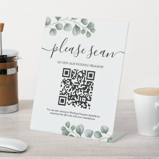 Signe De Table Programme de mariage Feuille Eucalyptus vertes Cod (In SItu)
