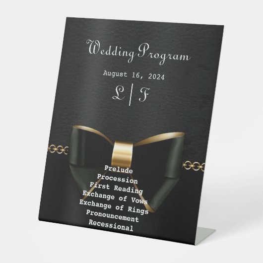 Signe De Table Programme de mariage Gold et Black Tuxedo (Recto)