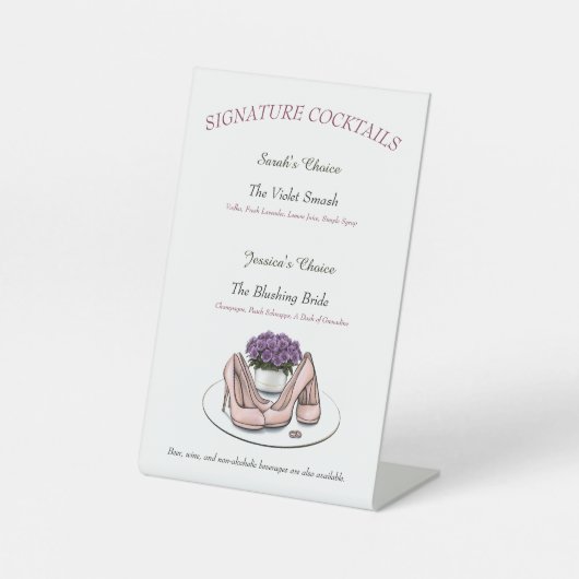 Signe De Table Programme de mariage lesbien Fleurs Violettes Élég (Recto)