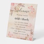 Signe De Table Programme de mariage papillon rose Pampas calendri (Recto)