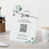 Signe De Table Programme de mariage vert Code QR (In SItu)