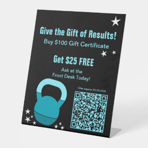 Signe De Table Promotion de certificat de cadeau de Noël de gym