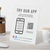Signe De Table Promotionnels Essayer Notre App QR Code Logo (In SItu)