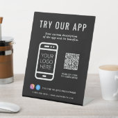 Signe De Table Promotionnels Essayer notre application Code QR Lo (In SItu)