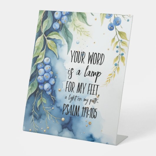 Signe De Table Psaume 119:105 Verse de la Bible chrétienne sur l' (Recto)