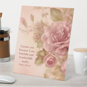 Signe De Table Psaume 139:14 Rose