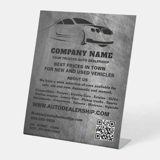 Signe De Table Publicité de concessionnaire automobile à effet de (Recto)