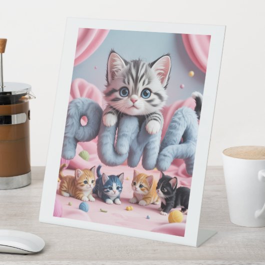 Signe De Table Puma Paws | Cute Kitten Fantasy Artwork (In SItu)