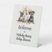 Signe De Table Puppy Chien Tails Boy Baby shower Bienvenue (Recto)