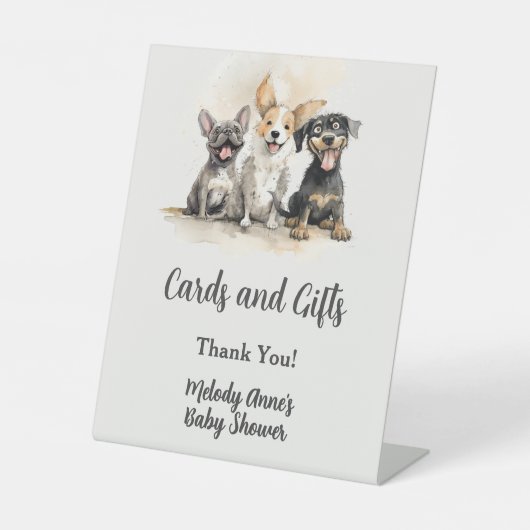 Signe De Table Puppy Chien Tails Garçon Baby shower Cartes Cadeau (Recto)
