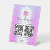 Signe De Table Purple 2 QR Code Payer ici Parties scintillant de  (Recto)