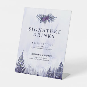 Signe De Table Purple Aquarelle Pine Tree Forêt Signature Boire