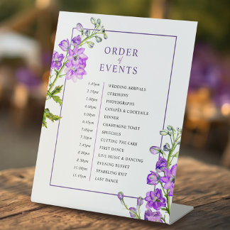 Signe De Table Purple delphinium botanical wedding order of event