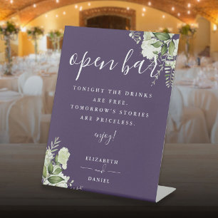 Signe De Table Purple Elegant Vert Floral Open Bar