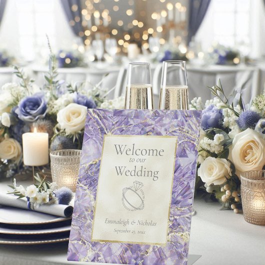 Signe De Table Purple Euphoria Amethyst Gemstone Mariage