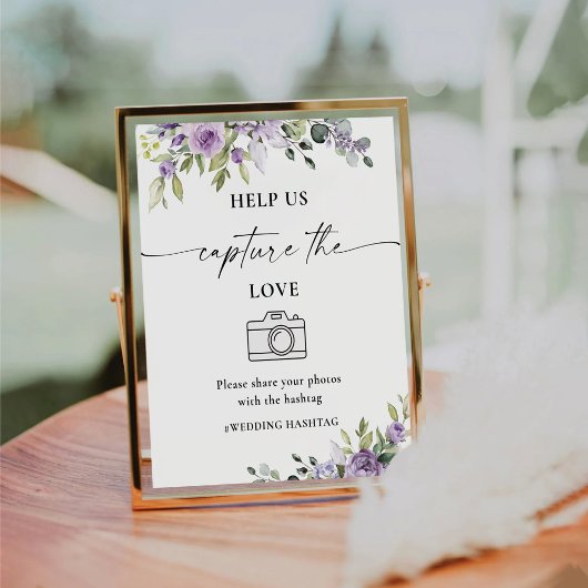 Signe De Table Purple Floral Help Us Capture The Love Sign