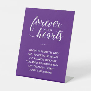 Signe De Table Purple Forever In Hearts Memorial Class Réunion