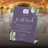 Signe De Table Purple Greenery Photo Mariage du livre d'invité