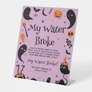 Signe De Table Purple HalloWeen Baby shower My Water Broke Jeu