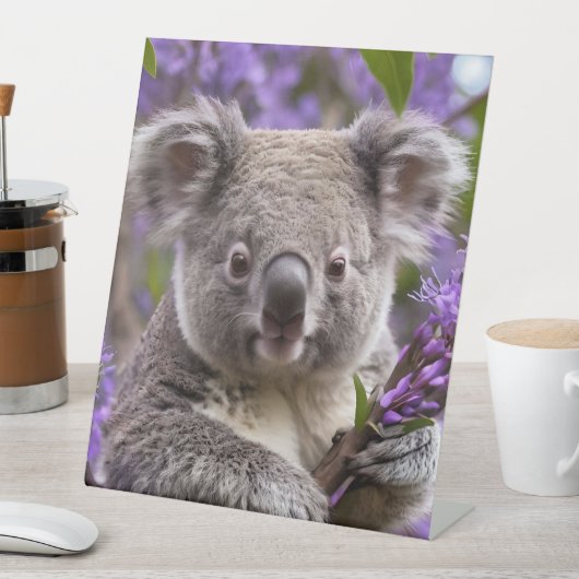Signe De Table Purple Jacaranda Koala Ours, (In SItu)