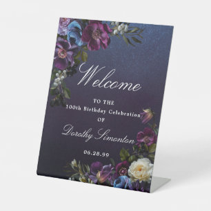 Signe De Table Purple Moody Flower 100e anniversaire Bienvenue