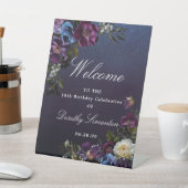 Signe De Table Purple Moody Flower 18e anniversaire Bienvenue (In SItu)