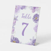 Signe De Table Purple Peonies Romance Mariage Numéro de tableau (Recto)