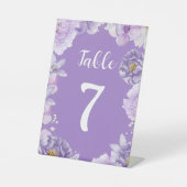 Signe De Table Purple Peonies Romance Mariage Numéro de tableau (Recto)