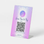 Signe De Table Purple QR Code Payer ici Parties scintillant Drive (Recto)