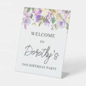 Signe De Table Purple Rose Floral 70e anniversaire Bienvenue (Recto)