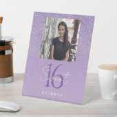 Signe De Table Purple Sweet 16 Nom personnalisé Photo (In SItu)