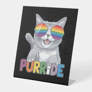 Signe De Table Purride Chat Lunettes de soleil Gay pride Rainbow 
