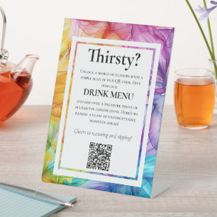 Signe De Table QR BOISSONS Mariage Menu Ethereal Bloom