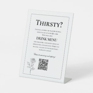 Signe De Table QR BOISSONS Mariage Menu Fleur intemporelle