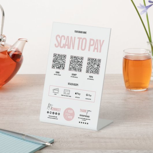 Signe De Table QR Code balayage pour payer Venmo Paypal (In SItu)