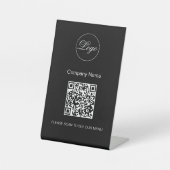 Signe De Table QR Code Black Café Menu Logo Modern Black (Recto)