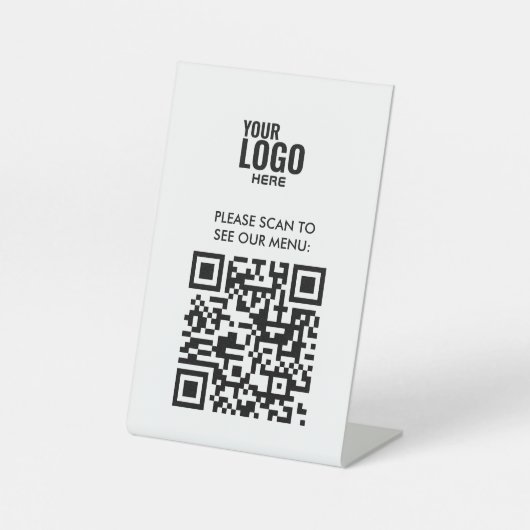 Signe De Table QR Code Black Menu Logo Contact Café moderne Pe (Recto)