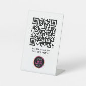Signe De Table QR Code Black Menu Logo Contact Café moderne Pe (Recto)