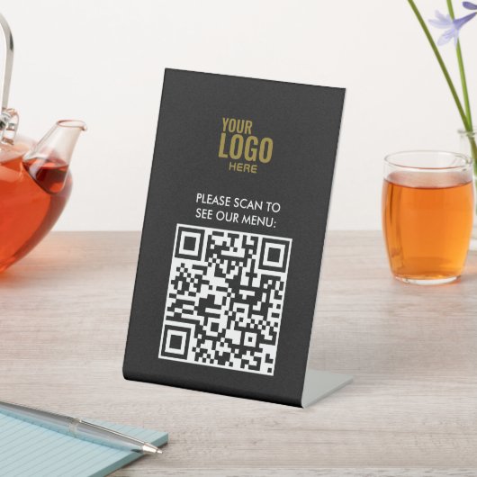 Signe De Table QR Code Black Menu Logo Contact Café moderne Pe (In SItu)