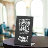 Signe De Table QR Code Black Menu Logo Contact Café moderne sans