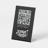 Signe De Table QR Code Black Menu Logo Contact Café moderne sans (Recto)