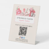 Signe De Table QR Code Boulangerie Menu Aquarelle Cuisson Ustensi (Recto)