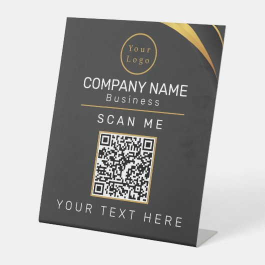 Signe De Table QR Code Business Logo Moderne (Recto)