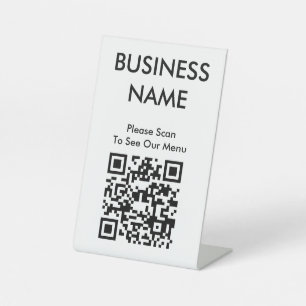 Signe De Table QR Code Café Big Print Menu Blanc