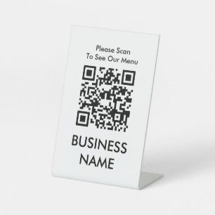 Signe De Table QR Code Café Modern Big Print Menu Blanc